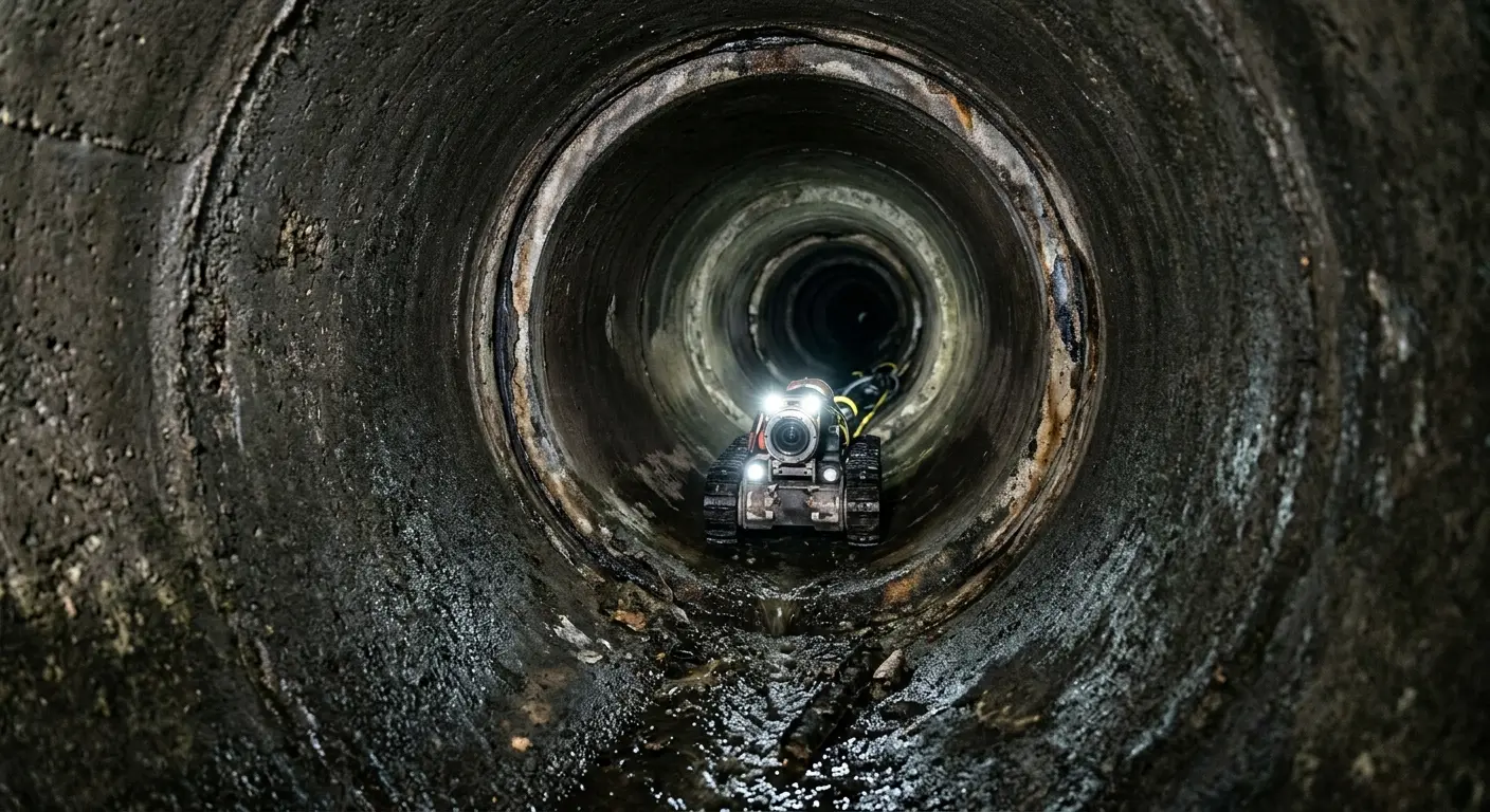 Robotic sewer camera inspecting pipe interior for Sewer Line Repair in Lincolnia